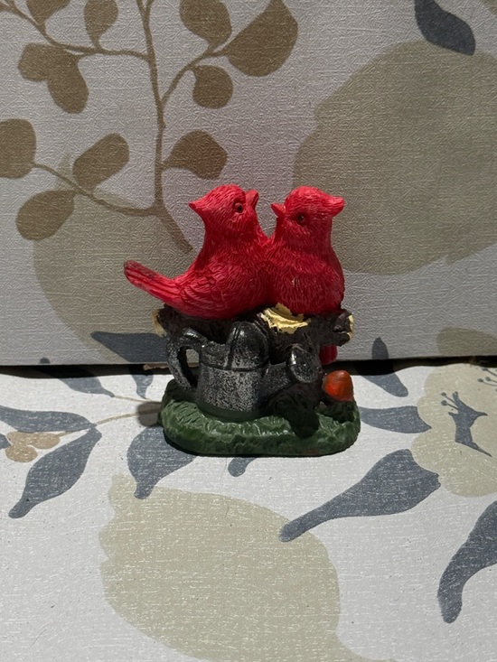 Other - Red Bird Pair Figurine with Green Base